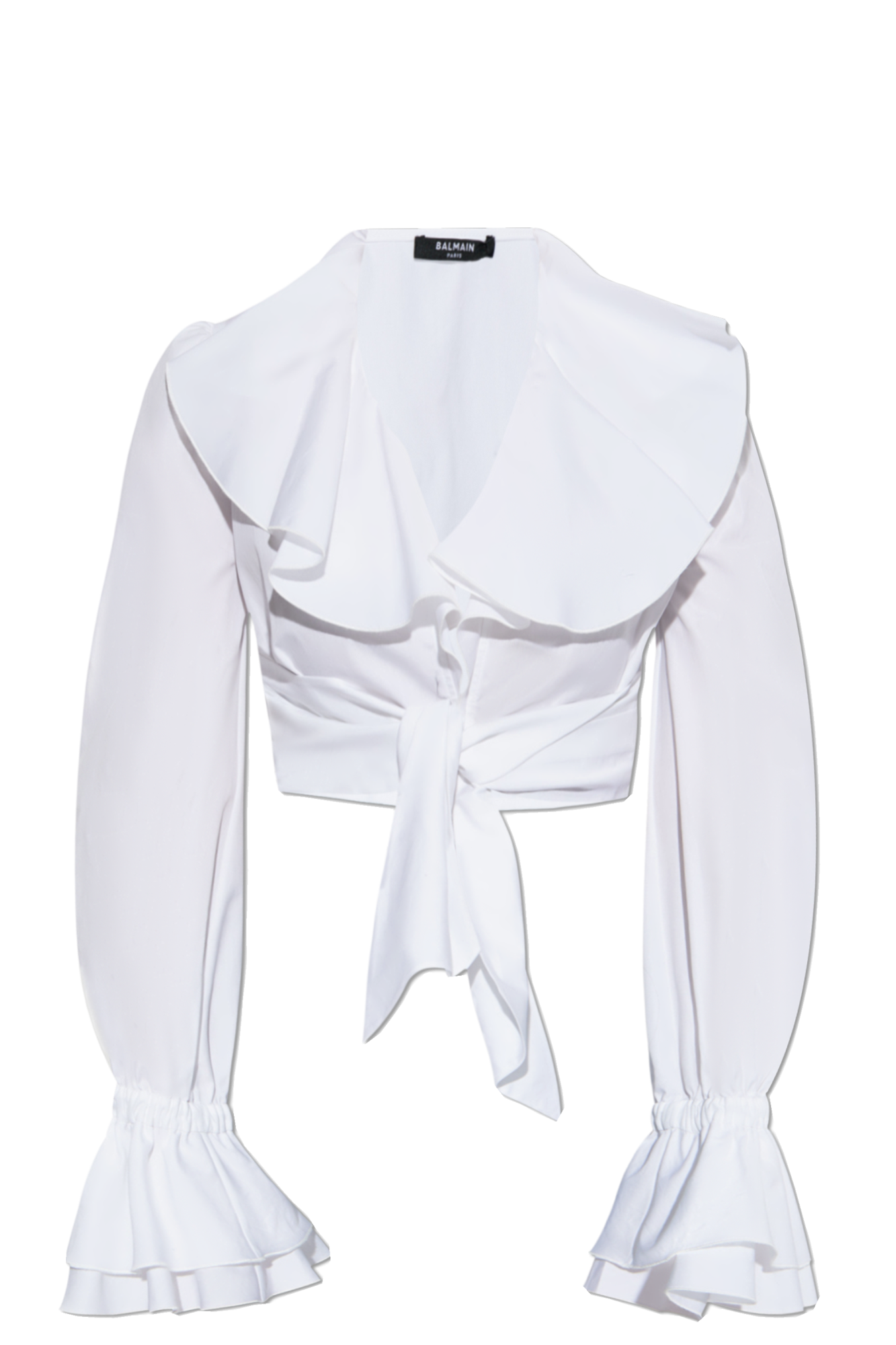 Tシャツ・カットソー BALMAIN FW23 TURTLENECK SHIRT (BH1KH015_KE936AE) Biały T-shirt z logo Balmain - Vitkac Polska